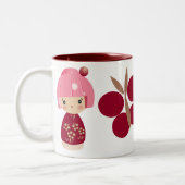 Rosa Kokeshi Dreiergruppe-Tasse Zweifarbige Tasse (Links)