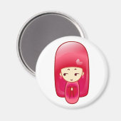 Rosa Kokeshi Magnet (Vorderseite/Rückseite)