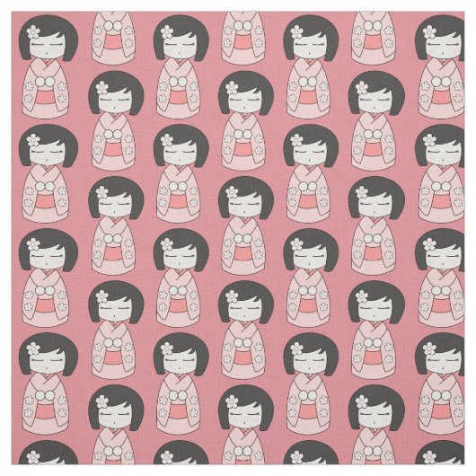 Rosa Kokeshi Puppe Stoff (Muster)