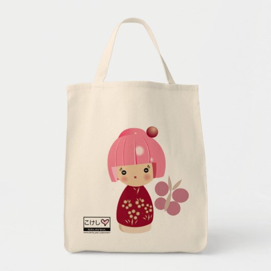 Rosa Kokeshi Tragetasche (Vorne)