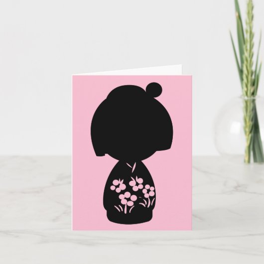 Rosa Kokeshi Triplet Silhouette Karte (Vorderseite)