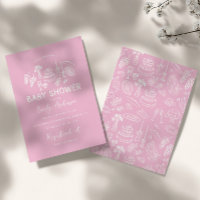 Rosa Kokett Moderne, handgezogene Babydusche
