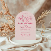 Rosa Kokett Moderne, handgezogene Babydusche Einladung