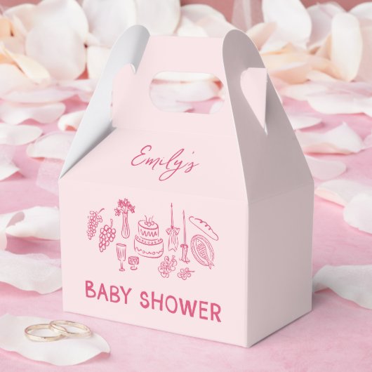 Rosa Kokett Moderne, handgezogene Babydusche Geschenkschachtel (Hochzeit)