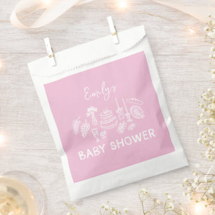Rosa Kokett Moderne, handgezogene Babydusche Geschenktütchen