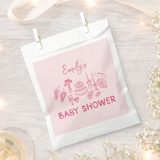 Rosa Kokett Moderne, handgezogene Babydusche Geschenktütchen (Ausgeschnitten)