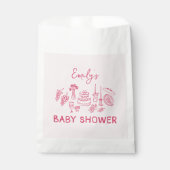 Rosa Kokett Moderne, handgezogene Babydusche Geschenktütchen (Vorderseite)
