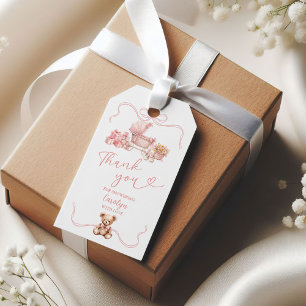 Rosa Kokette-Babykutsche-Geschenk-Tag für Baby-Sho Geschenkanhänger