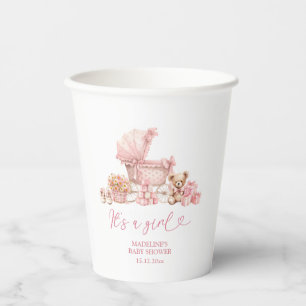 Rosa Kokette Babywagen Baby Shower Papierschaalen Pappbecher