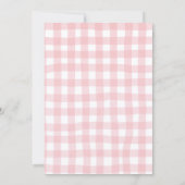 Rosa Kokette Erdbeere Gingham Erster Geburtstag Einladung (Rückseite)