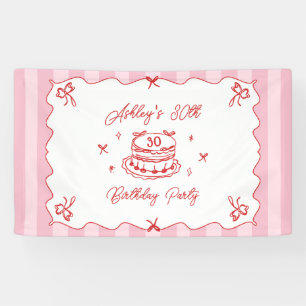 Rosa Kokette Gestreifte Vintage Handgezeichnete Ge Banner