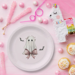 Rosa Kokette Halloween-Geist Papierplatte Pappteller