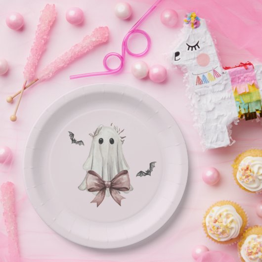 Rosa Kokette Halloween-Geist Papierplatte Pappteller (Party)