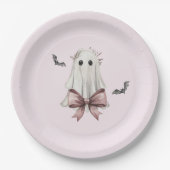 Rosa Kokette Halloween-Geist Papierplatte Pappteller (Vorderseite)