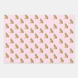 Rosa Kokette Leopard Weihnachten Geschenkpapier Set
