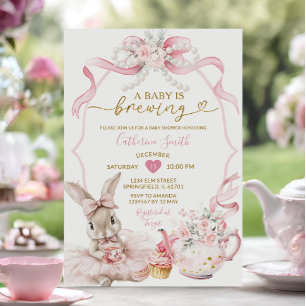 Rosa Kokette Perl Brewing Häschen-Mädchen Baby Sho Einladung