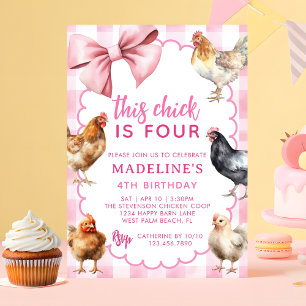 Rosa Kokette Schleife Boho Mädchen Huhn Geburtstag Einladung