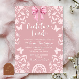 Rosa kokette Talavera Cielito Lindo Babyparty Einladung