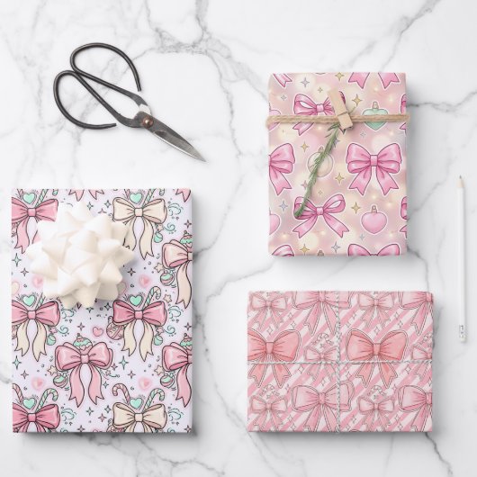 Rosa Kokette-Zuckerstange Geschenkpapier Set (Vorderseite)