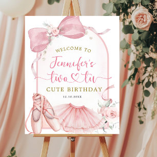 Rosa Kokette Zwei-Tutu Süße Ballerina Geburtstag Poster