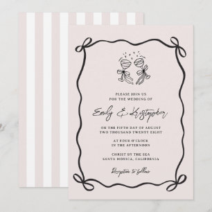 Rosa Koketten-Bogen-Hochzeit Einladung