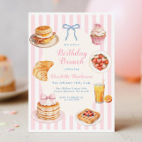 Rosa Koketten-Brunch-Geburtstags-Einladung