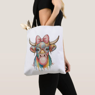 Rosa Koketten-Schleife Highland-Kuh Bubblegum Tasche