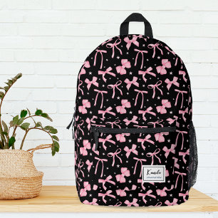 Rosa Koketten-Schleife mit individuellem Namen Sch Bedruckter Rucksack