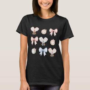 Rosa Koketten-Schleife Pickleball-Mama-Oma-Ästheti T-Shirt