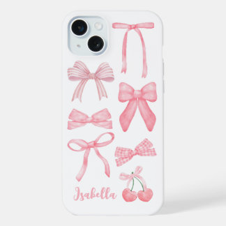 Rosa Koketten-Schleife-Trendige-feminine-weibliche iPhone 15 Plus Hülle