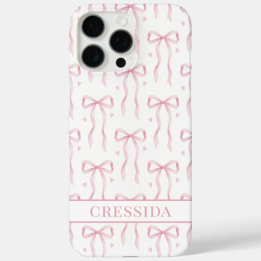 Rosa Koketten Schleifen Monogramm Case-Mate iPhone Hülle (Rückseite)
