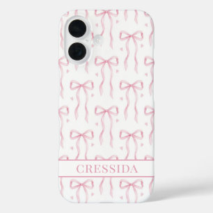 Rosa Koketten-Schleifen Monogramm iPhone 16 Hülle