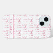 Rosa Koketten Schleifen Monogramm Case-Mate iPhone Hülle (Rückseite (Horizontal))