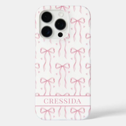 Rosa Koketten Schleifen Monogramm Case-Mate iPhone Hülle (Rückseite)