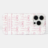 Rosa Koketten Schleifen Monogramm Case-Mate iPhone Hülle (Rückseite (Horizontal))