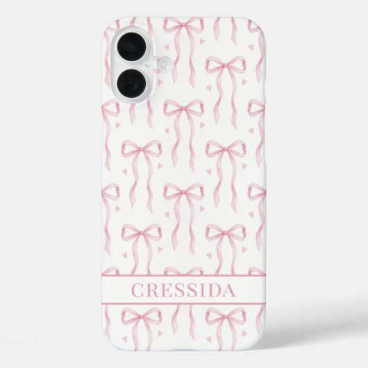 Rosa Koketten Schleifen Monogramm Case-Mate iPhone Hülle (Rückseite)