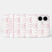 Rosa Koketten Schleifen Monogramm Case-Mate iPhone Hülle (Rückseite (Horizontal))