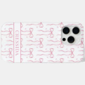 Rosa Koketten Schleifen Monogramm Case-Mate iPhone Hülle (Rückseite (Horizontal))