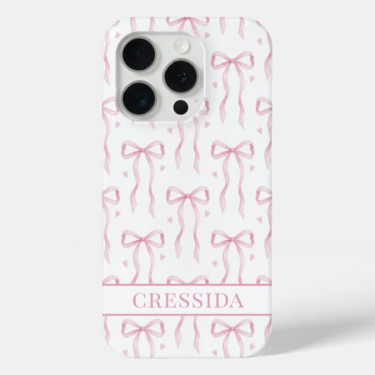Rosa Koketten Schleifen Monogramm Case-Mate iPhone Hülle (Rückseite)