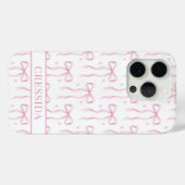 Rosa Koketten Schleifen Monogramm Case-Mate iPhone Hülle (Rückseite (Horizontal))