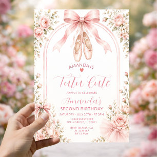 Rosa Koketten-Tutu Süßes Mädchen 2. Geburtstag Einladung