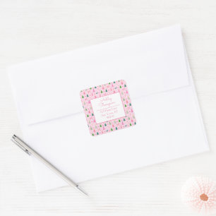 Rosa Koketten-Weihnachten Quadratischer Aufkleber