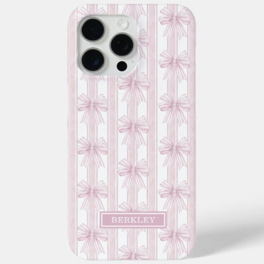 Rosa Kokettenbögen auf gestreiften Monogrammen Case-Mate iPhone Hülle (Rückseite)