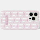 Rosa Kokettenbögen auf gestreiften Monogrammen Case-Mate iPhone Hülle (Rückseite (Horizontal))