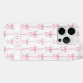 Rosa Kokettenbögen Gestreift Monogrammiert Case-Mate iPhone Hülle (Rückseite (Horizontal))