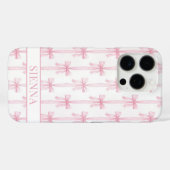 Rosa Kokettenbögen Gestreift Monogrammiert Case-Mate iPhone Hülle (Rückseite (Horizontal))