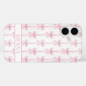 Rosa Kokettenbögen Gestreift Monogrammiert Case-Mate iPhone Hülle (Rückseite (Horizontal))