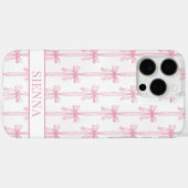 Rosa Kokettenbögen Gestreift Monogrammiert Case-Mate iPhone Hülle (Rückseite (Horizontal))