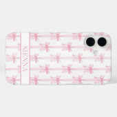 Rosa Kokettenbögen Gestreift Monogrammiert Case-Mate iPhone Hülle (Rückseite (Horizontal))