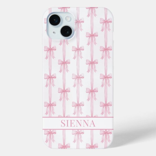 Rosa Kokettenbögen Gestreift Monogrammiert Case-Mate iPhone Hülle (Rückseite)